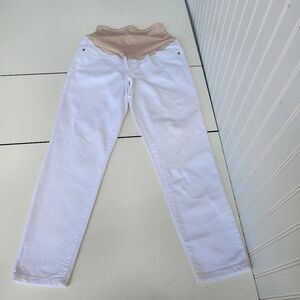 Old Navy Maternity O.G. Straight Jeans Full Panel Denim Stretch White Sz 4